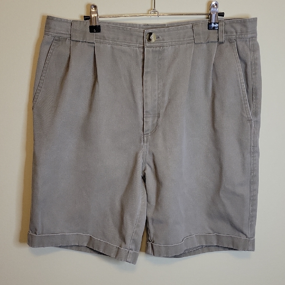 Gray Flat Front Casual Shorts with Belt Loops
